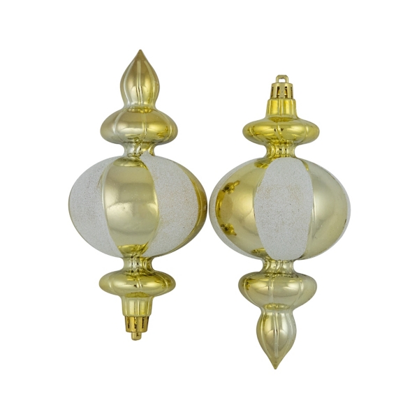 Champagne and White Finial Ornaments, Set of 8