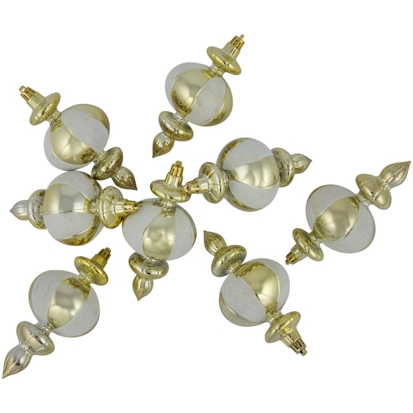 Champagne and White Finial Ornaments, Set of 8