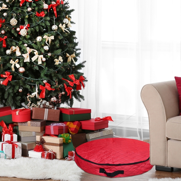 Quilted Christmas Wreath Storage Bag