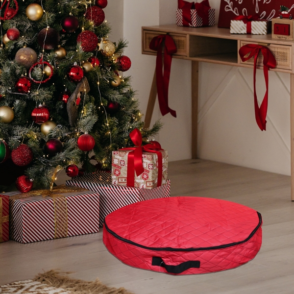 Quilted Christmas Wreath Storage Bag