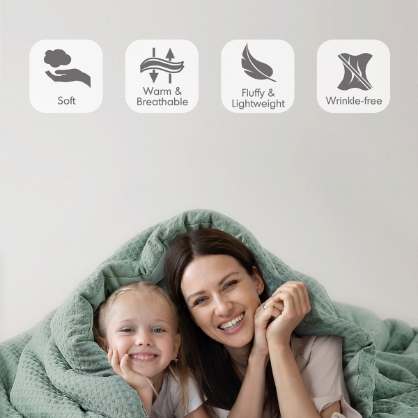 Green Waffle Weave Twin/Twin XL Comforter Set