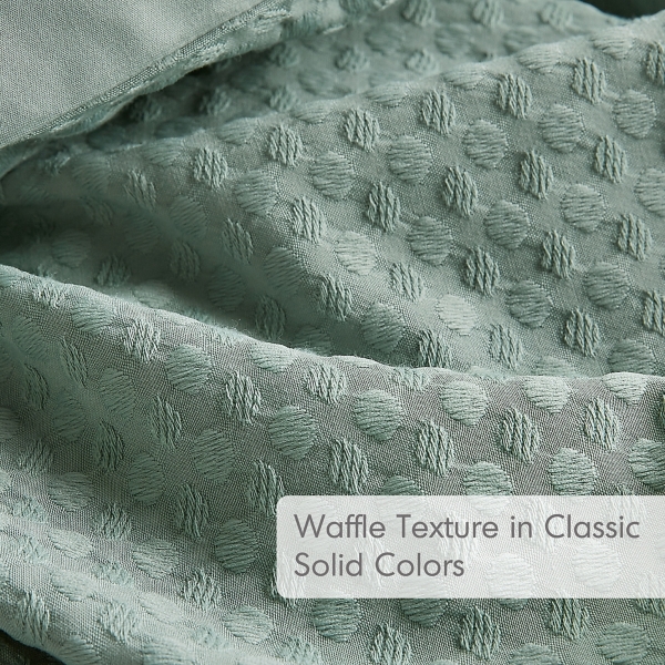 Green Waffle Weave Full/Queen Comforter Set