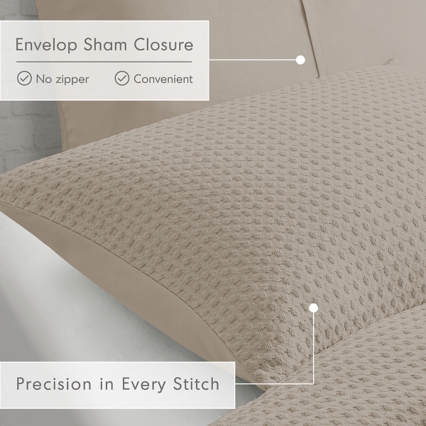 Neutral Waffle Weave Twin/Twin XL Comforter Set