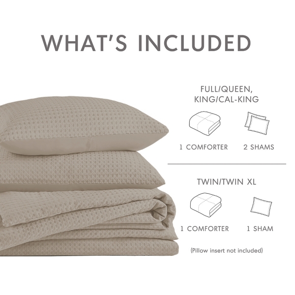Neutral Waffle Weave Twin/Twin XL Comforter Set