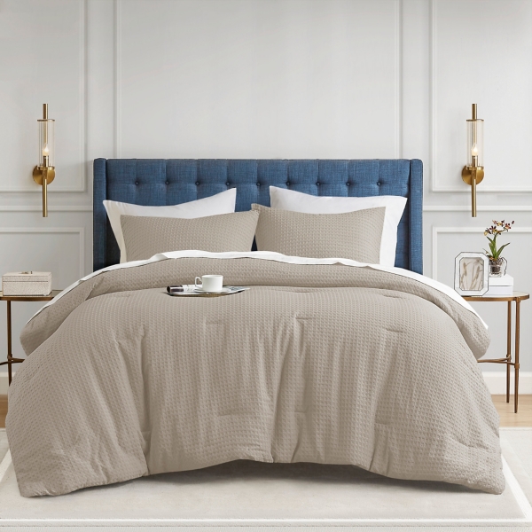 Neutral Waffle Weave Full/Queen Comforter Set