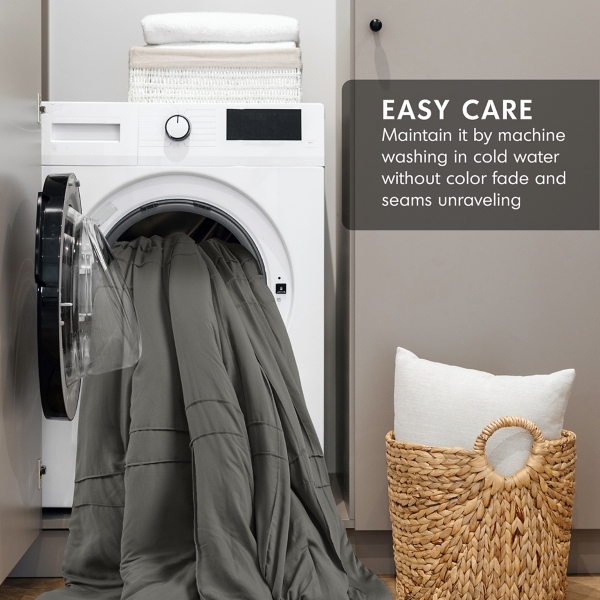 Pleated Grid Queen Comforter Set