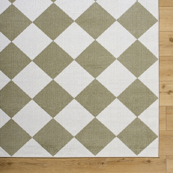 Warm Gray Checkered Area Rug, 6x9