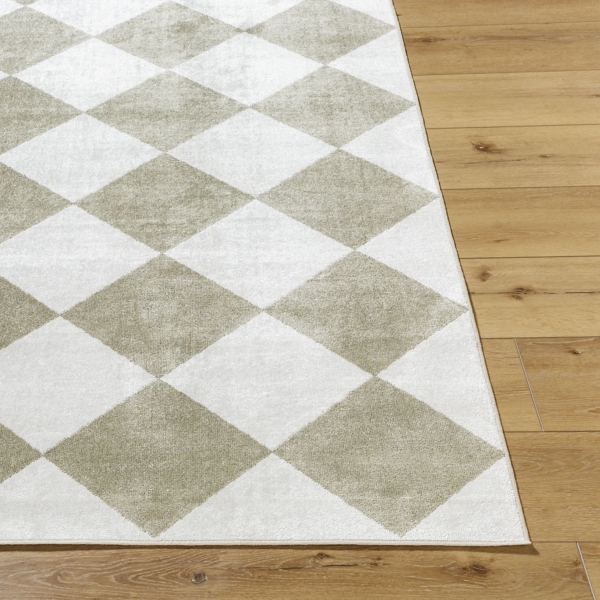 Warm Gray Checkered Area Rug, 6x9