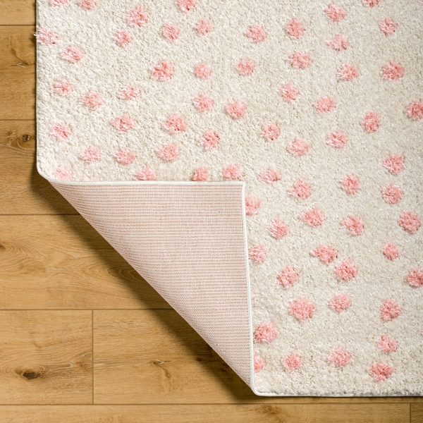Plush Pink Dotted Area Rug, 5x7