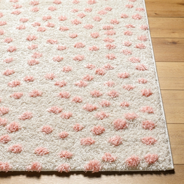 Plush Pink Dotted Area Rug, 5x7