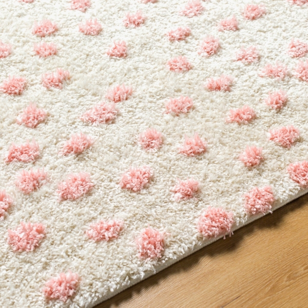Plush Pink Dotted Area Rug, 5x7