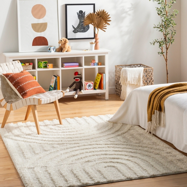 Cream Modern Curve Area Rug