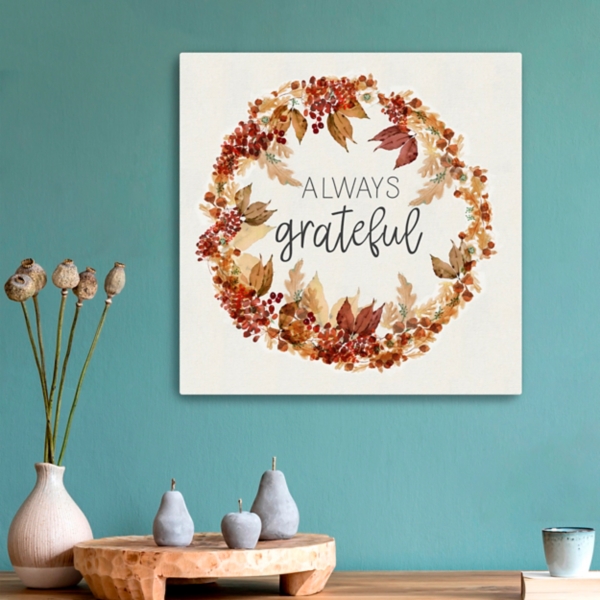 Always Grateful Wreath Canvas Art Print