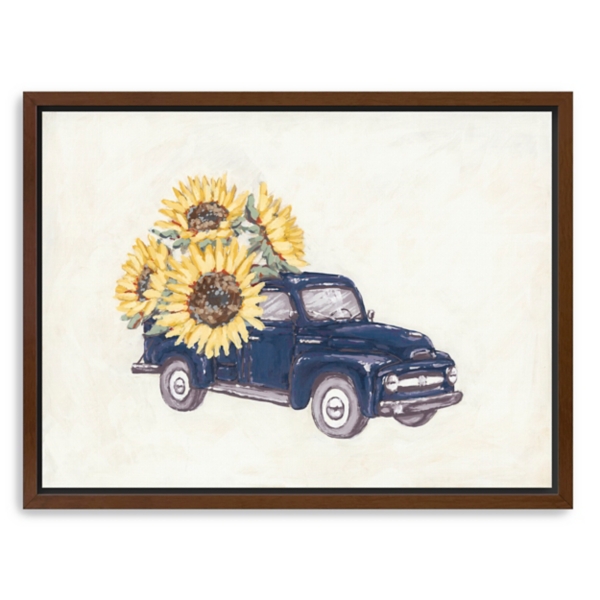 Sunflower Farm Truck Framed Canvas Art Print