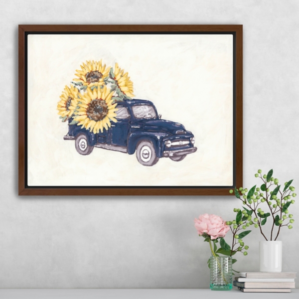Sunflower Farm Truck Framed Canvas Art Print