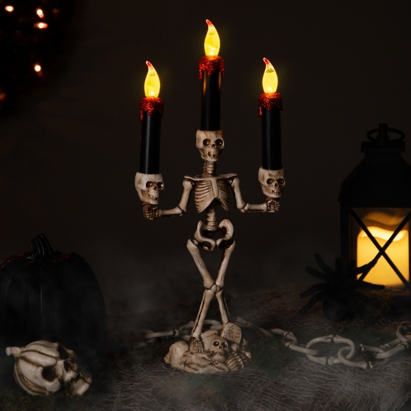 holoweEN: Candlelit アクリルスタンド コンプリートセット LED Dripping Skeleton Halloween Candelabra | Kirklands Home