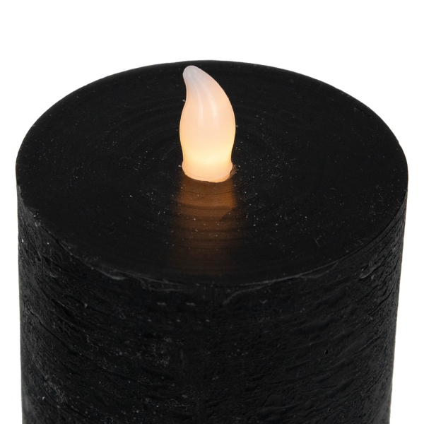 Black LED Flickering Pillar Candles, Set of 3