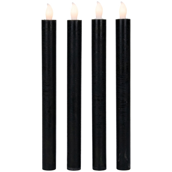 Black LED Flickering Taper Candles, Set of 4
