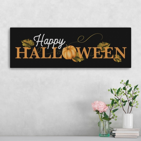 Happy Halloween Pumpkin Canvas Wall Plaque