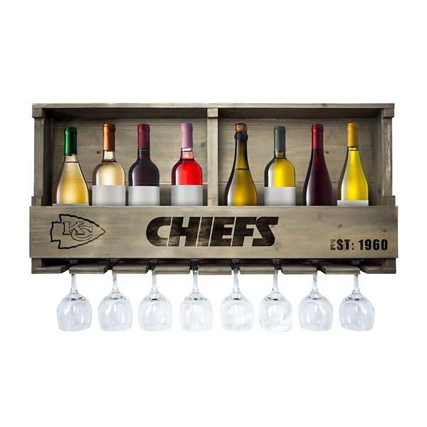 Kansas City Chiefs Reclaimed Wood Bar Shelf
