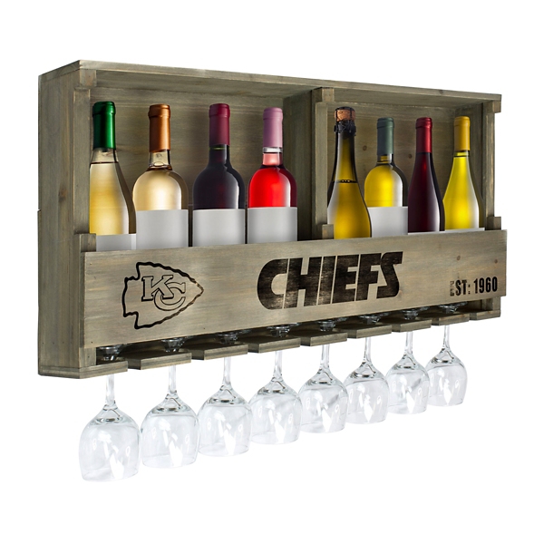 Kansas City Chiefs Reclaimed Wood Bar Shelf