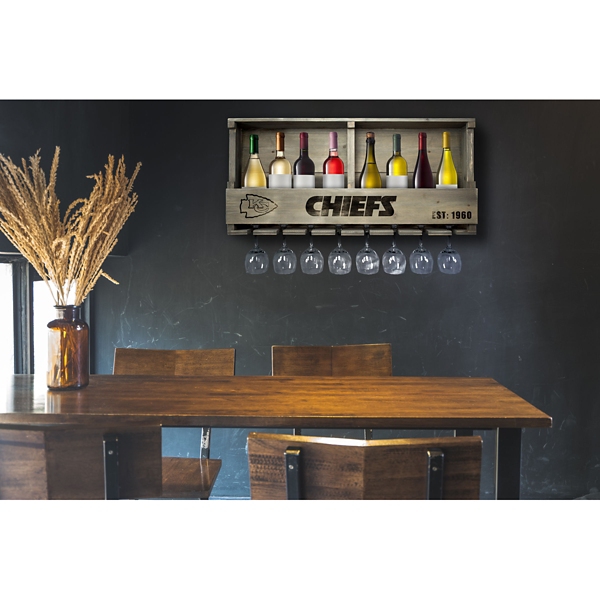 Kansas City Chiefs Reclaimed Wood Bar Shelf