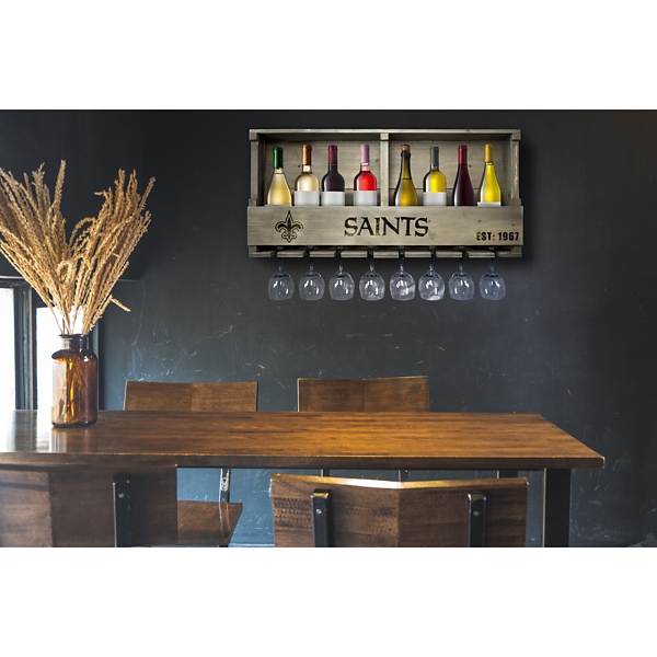 New Orleans Saints Reclaimed Wood Bar Shelf
