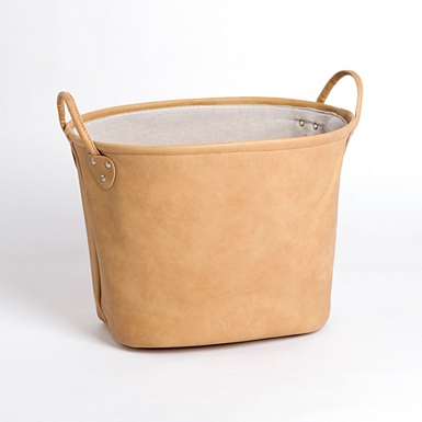 Pink Faux Leather Storage Bin