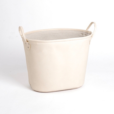 Pink Faux Leather Storage Bin