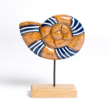 Wooden Conch Shell Coastal Figurine