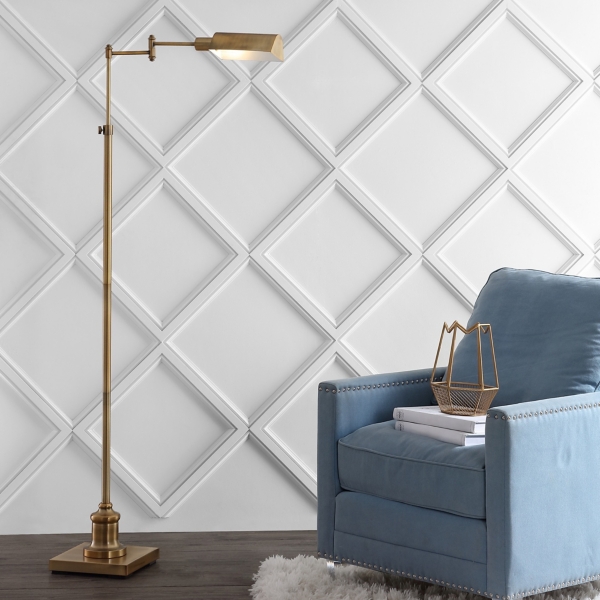 Brass Adjustable Height Pharmacy Floor Lamp