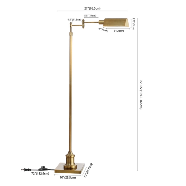 Brass Adjustable Height Pharmacy Floor Lamp