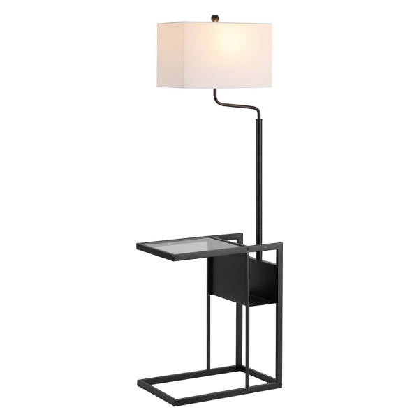 Black Metal Floor Lamp with Glass Tabletop