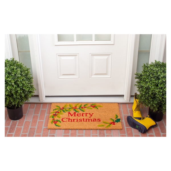 Merry Christmas Holly Vine Doormat