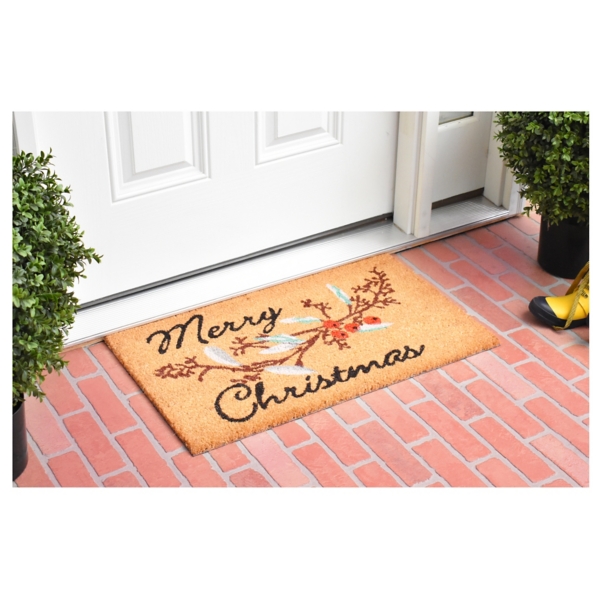 Merry Christmas Berries Doormat