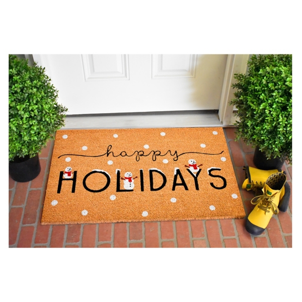 Happy Holidays Snowman Doormat