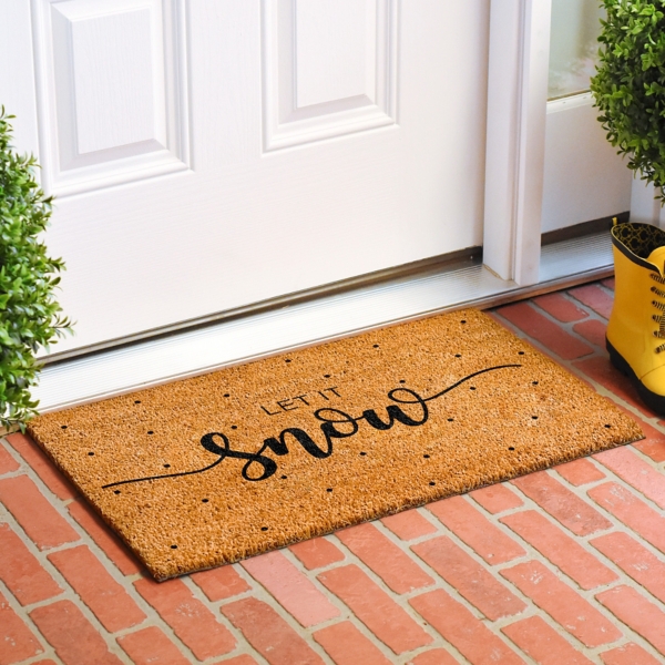 Let it Snow Polka Dot Coir Doormat