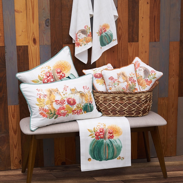 Autumn Squirrel and Chipmunk Lumbar Pillow
