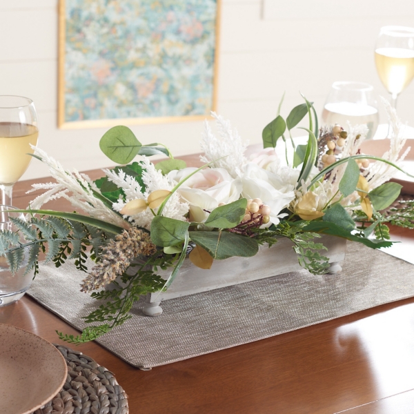 White Rose Fern Plant Arrangement