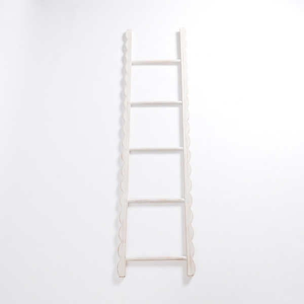 Whitewash Wood Scalloped Decorative Ladder | Kirklands Home