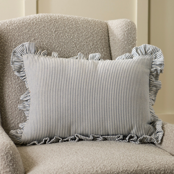 Blue Jane Striped Ruffle Lumbar Pillow | Kirklands Home