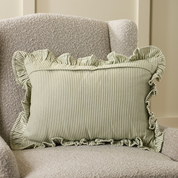 Sage Jane Striped Ruffle Lumbar Pillow