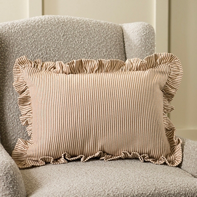 Taupe Ruffled Gauze Pillow