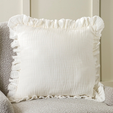 Taupe Ruffled Gauze Pillow