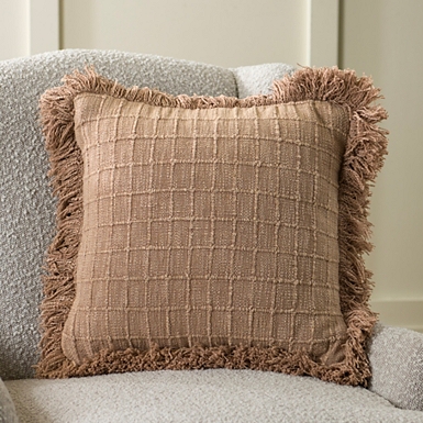 Taupe Ruffled Gauze Pillow