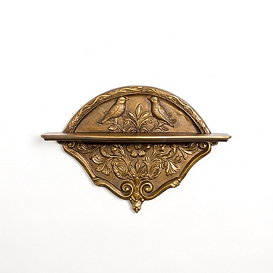 Gold Flower Wooden Wall Shelf