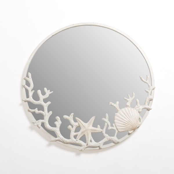 Round White Sea Life Wall Mirror | Kirklands Home