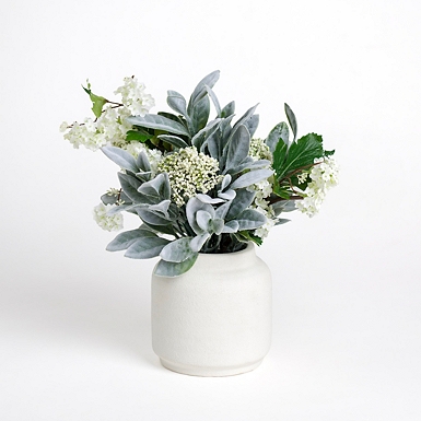 Lamb's Ear Arrangement in White Vase