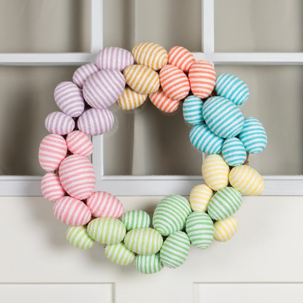 Colorful Striped Easter Egg Wreath