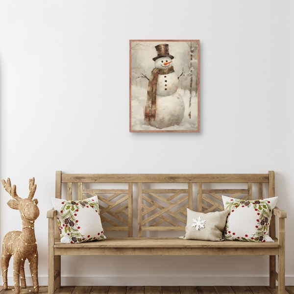 Taupe Snowman Framed Art Print